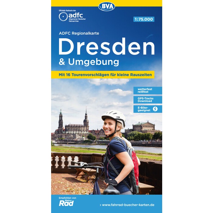 ADFC-Regionalkarte Dresden & Umgebung, 1:75.000, mit Tagestourenvorschlägen, reiß- und wetterfest, E-Bike-geeignet, GPS-Tracks Download