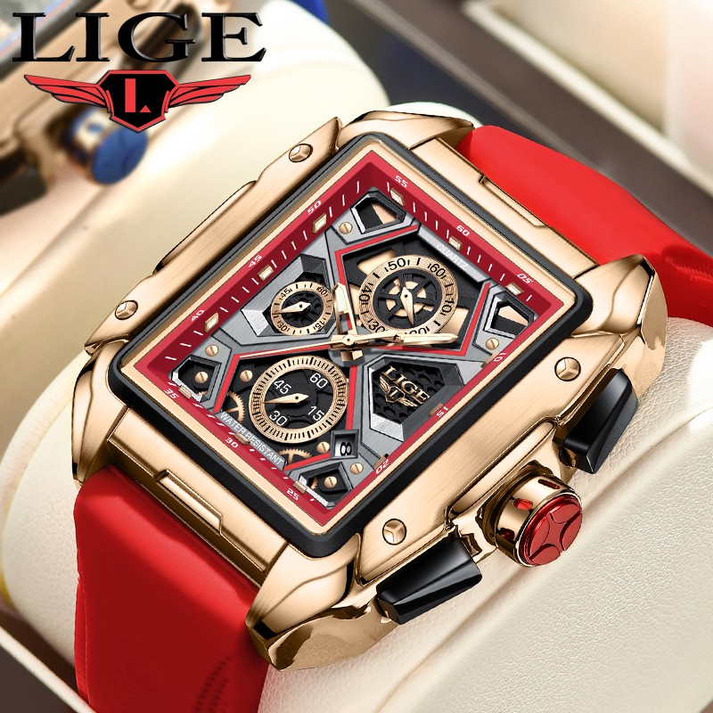 2024 LIGE NOUVEAU MEN MEN MEN MENSEUR TOP TOP Brand Luxury Square Watch for Men Sport Casual Sport Imperproof Quartz Chronograph Montre Homme