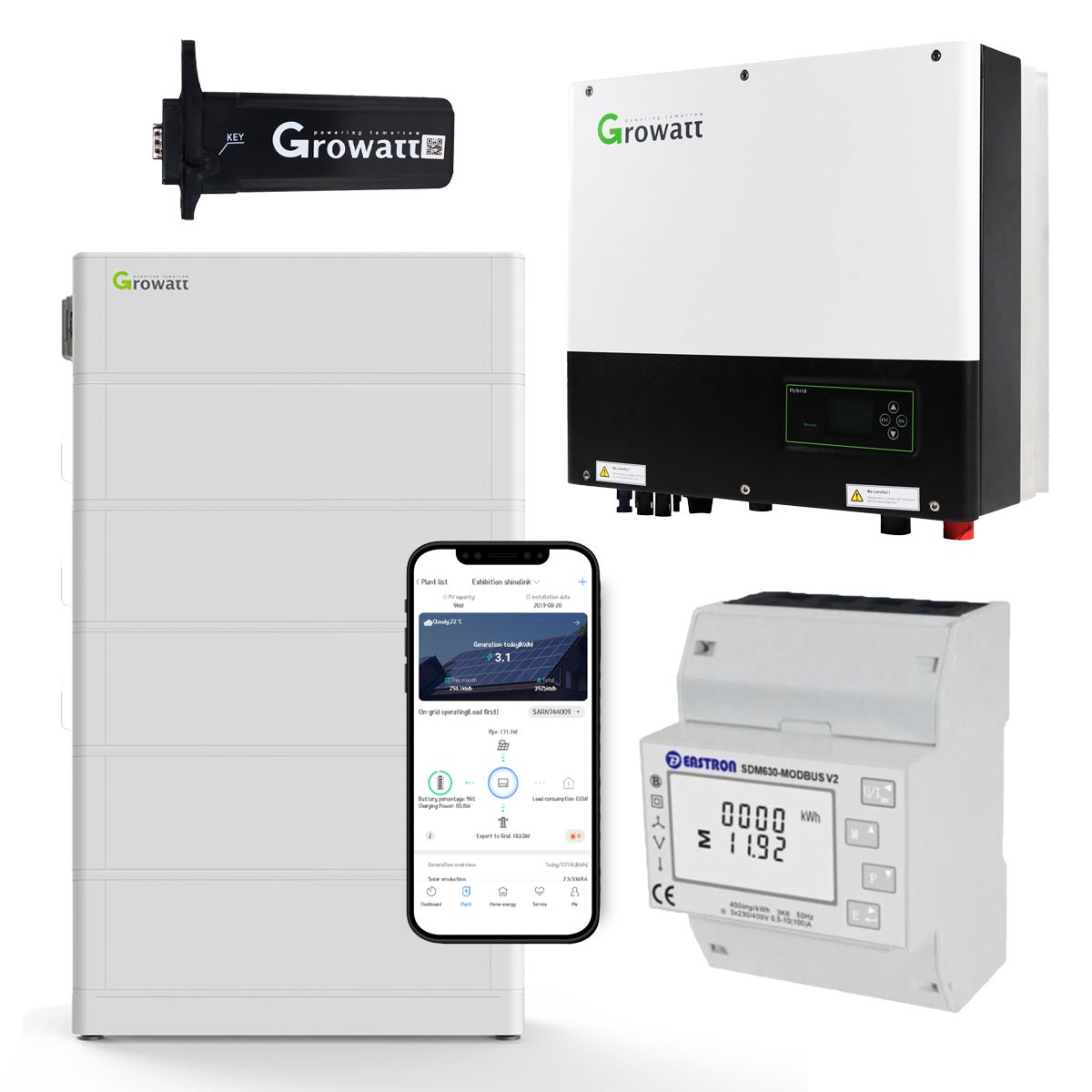Growatt SPH6000TL3-BH-UP 0% MwSt §12 III UstG 6kW Hybrid Wechselrichter mit 12.8kWh Solarspeicher-Set
