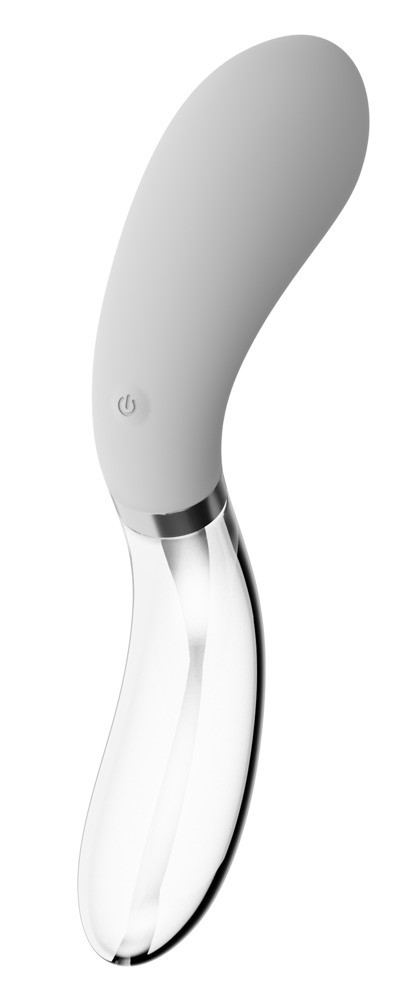 Geschwungener LED Glas-Silikon-Vibrator beidseitig nutzbar mit 10 Vibrationsmodi...