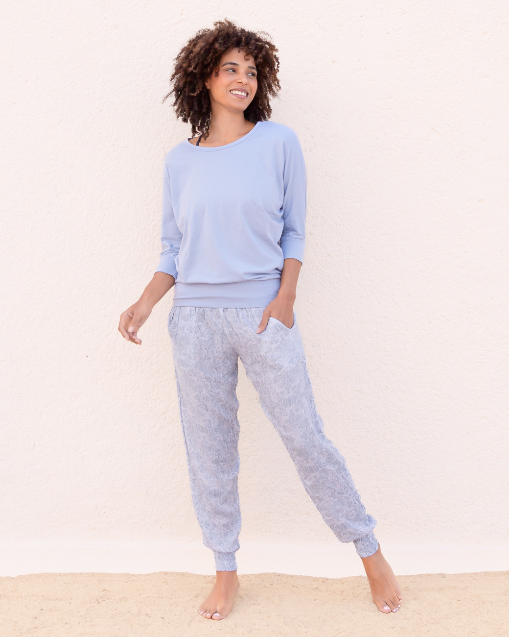 Jaya Organics Yogahose Ananda - Paisley Skyblue L