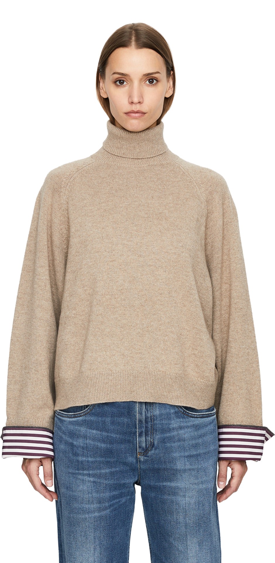 Cashmere-Rollkragenpullover Beige