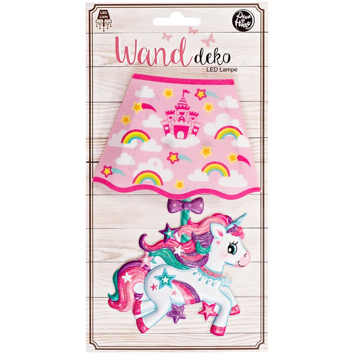 Mini Wandsticker LED-Lampe Einhorn 11,5 x 19 cm selbstklebend