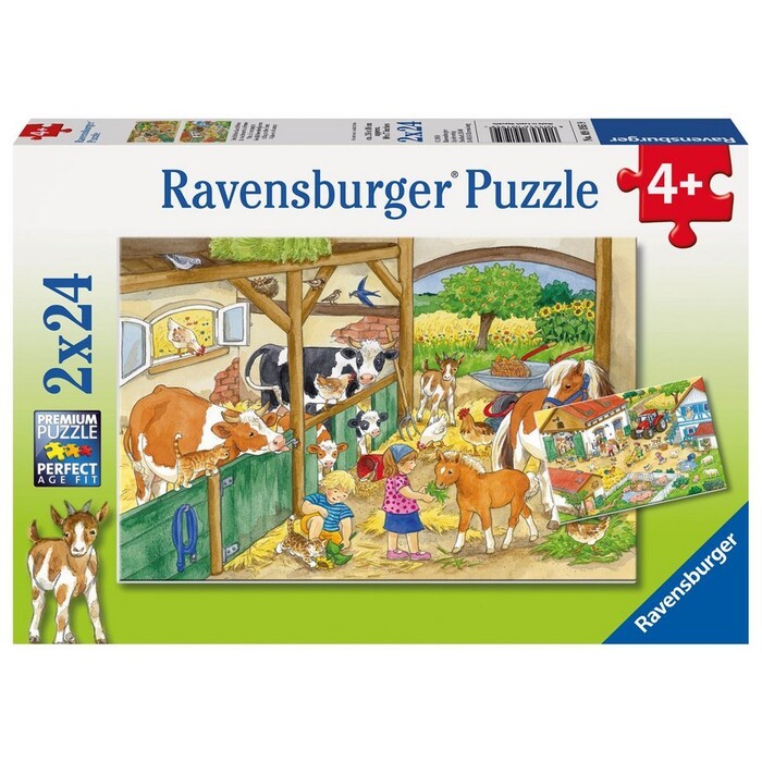RAVENSBURGER Puzzle Fröhliches Landleben 2 x 24 Teile bunt