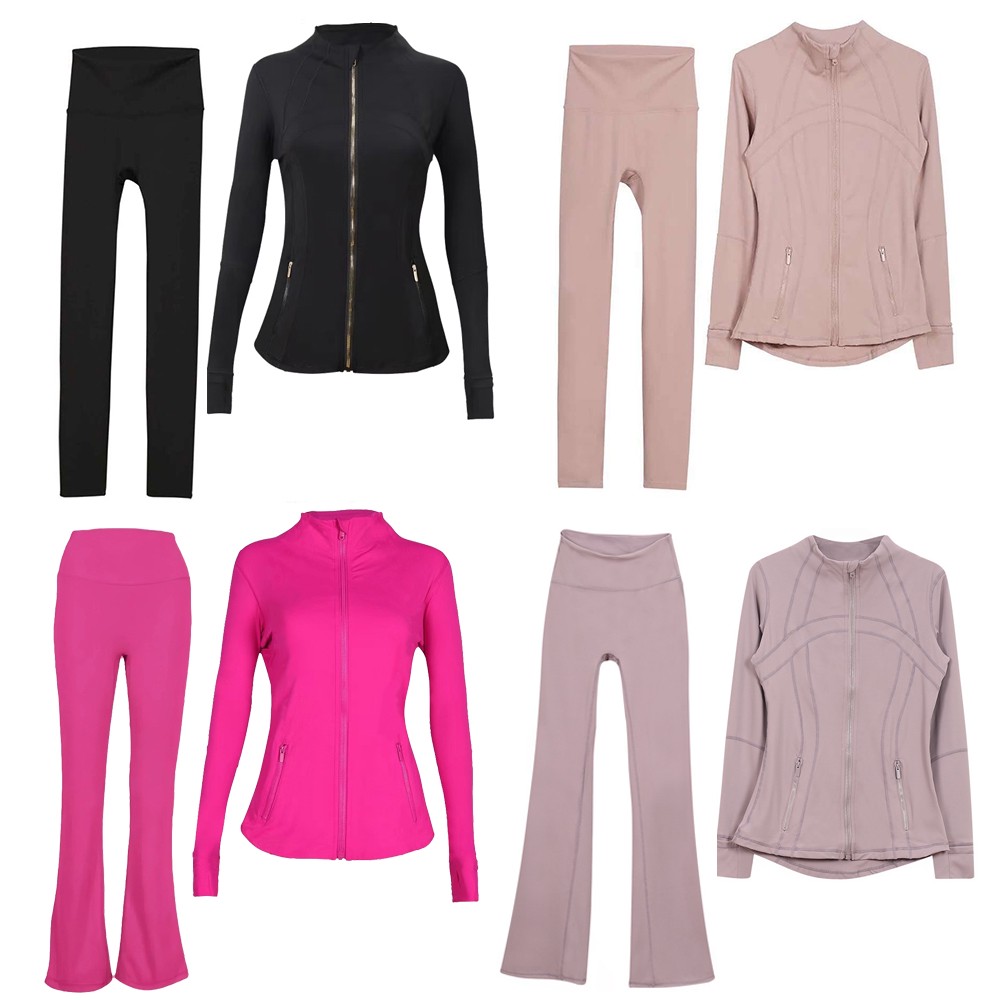 Ensemble d'entraînement Femmes Yoga Set Vestes Shorts Leggings LEGGINGS LULUESS COMPRESSEMENT LES SPORTS HAUTS SPORTS UP UP CHAPEUR ÉLASTIQUE DES