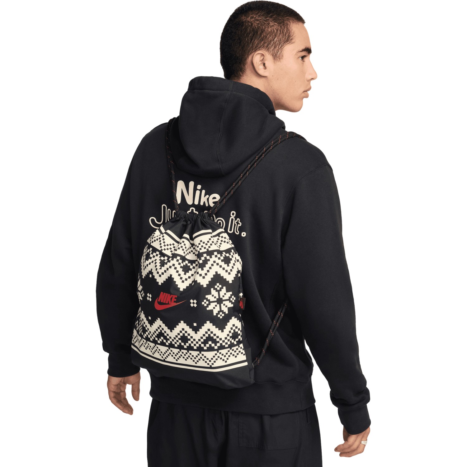 Nike Golf Tasche Heritage Drawstring Fair Isle, schwarz/beige