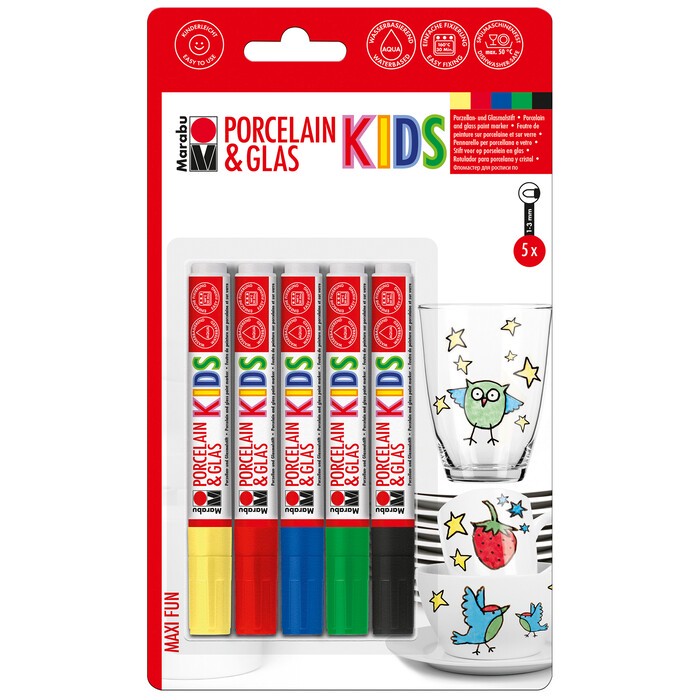 MARABU Kids Porzellan & Glas Stifte-Set 5 Stück mehrere Farben