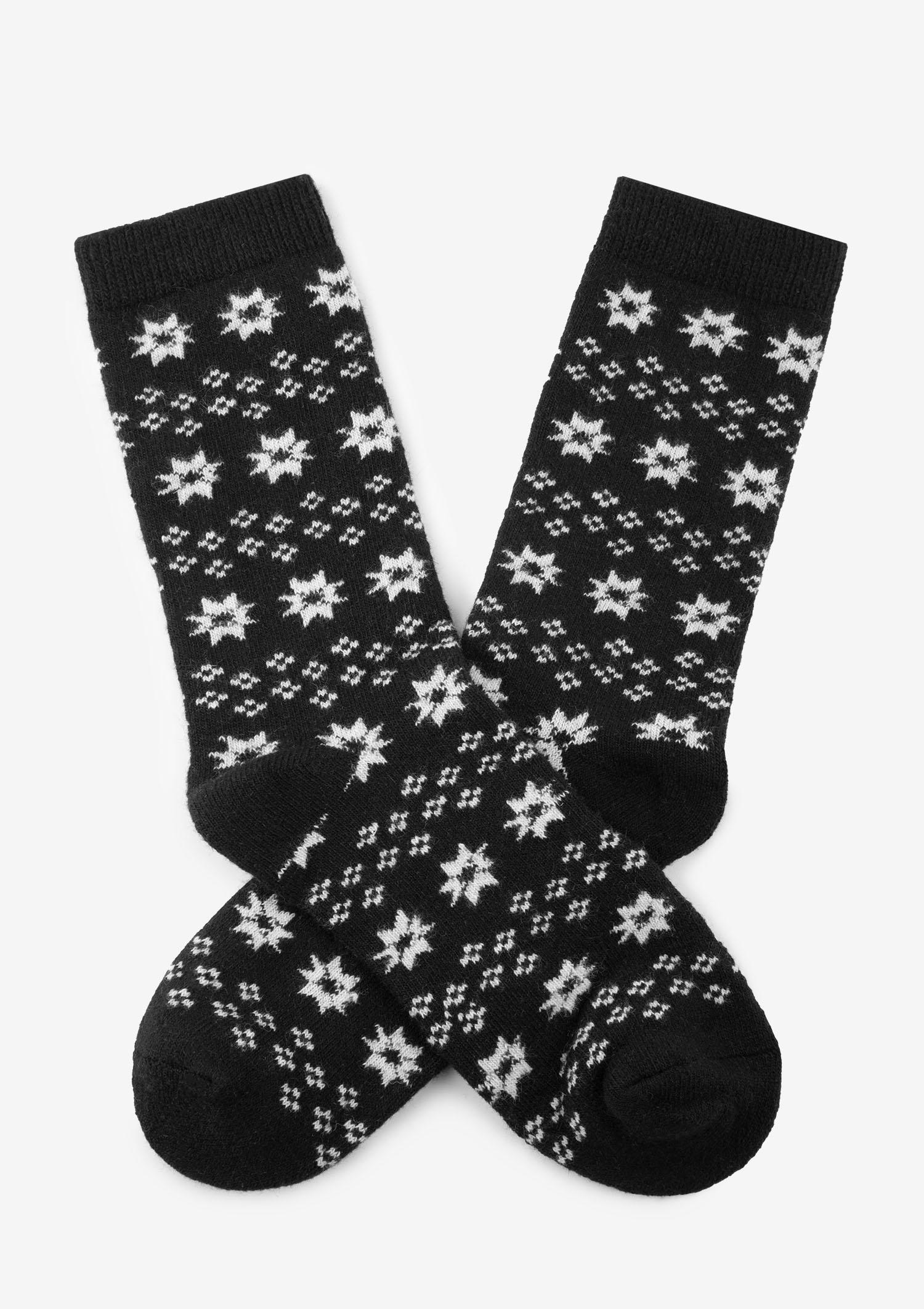 Herrensocken aus Angora mit Wintermuster schwarz D29 Marilyn