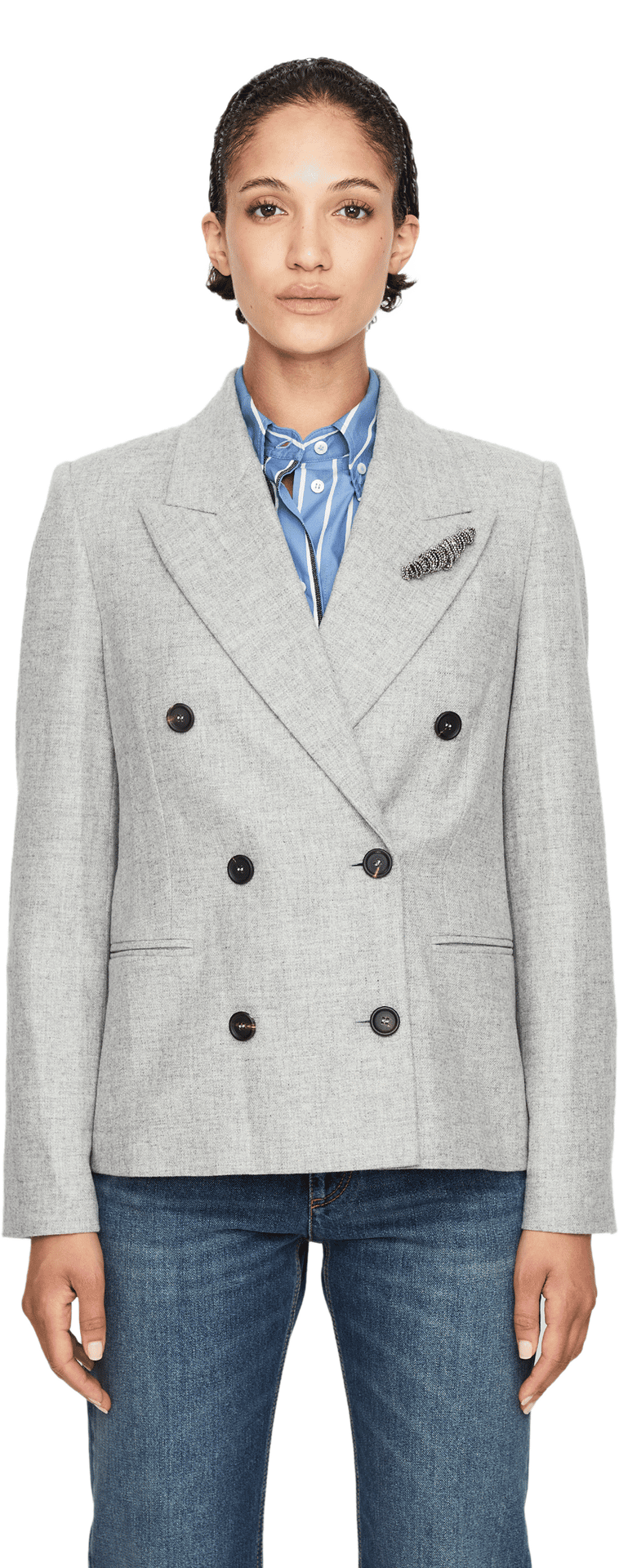 Cabanjacke 'Suit-Type' aus Schurwolle Grau