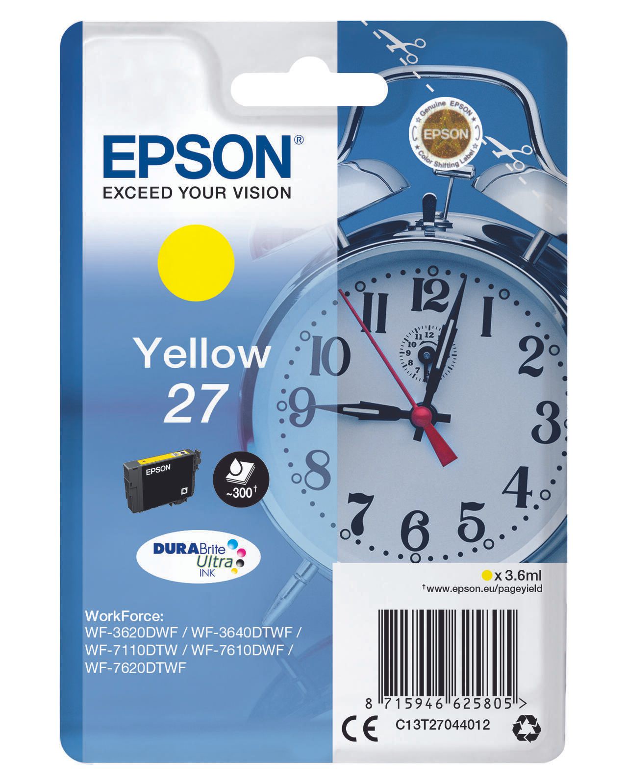 Epson Original 27 Wecker Druckerpatrone - gelb (C13T27044012)