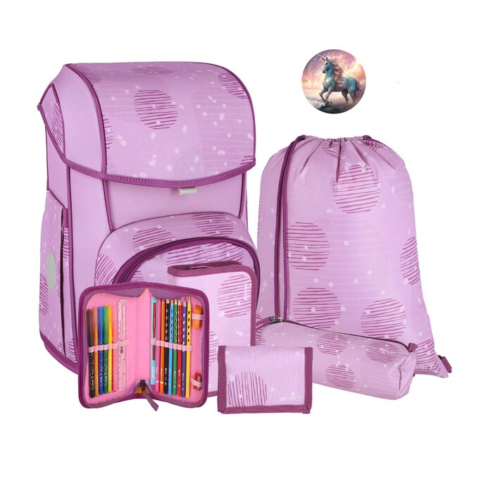SPIRIT Schultaschen-Set Cosmo Einhorn 22 l 6-teilig rosa