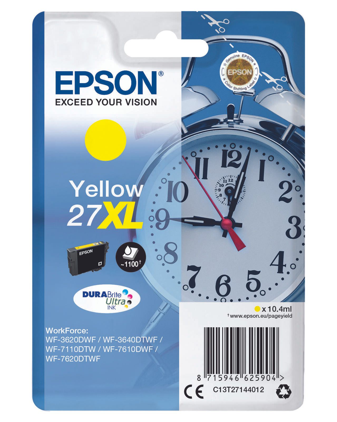 Epson Original 27XL Wecker Druckerpatrone - gelb (C13T27144012)