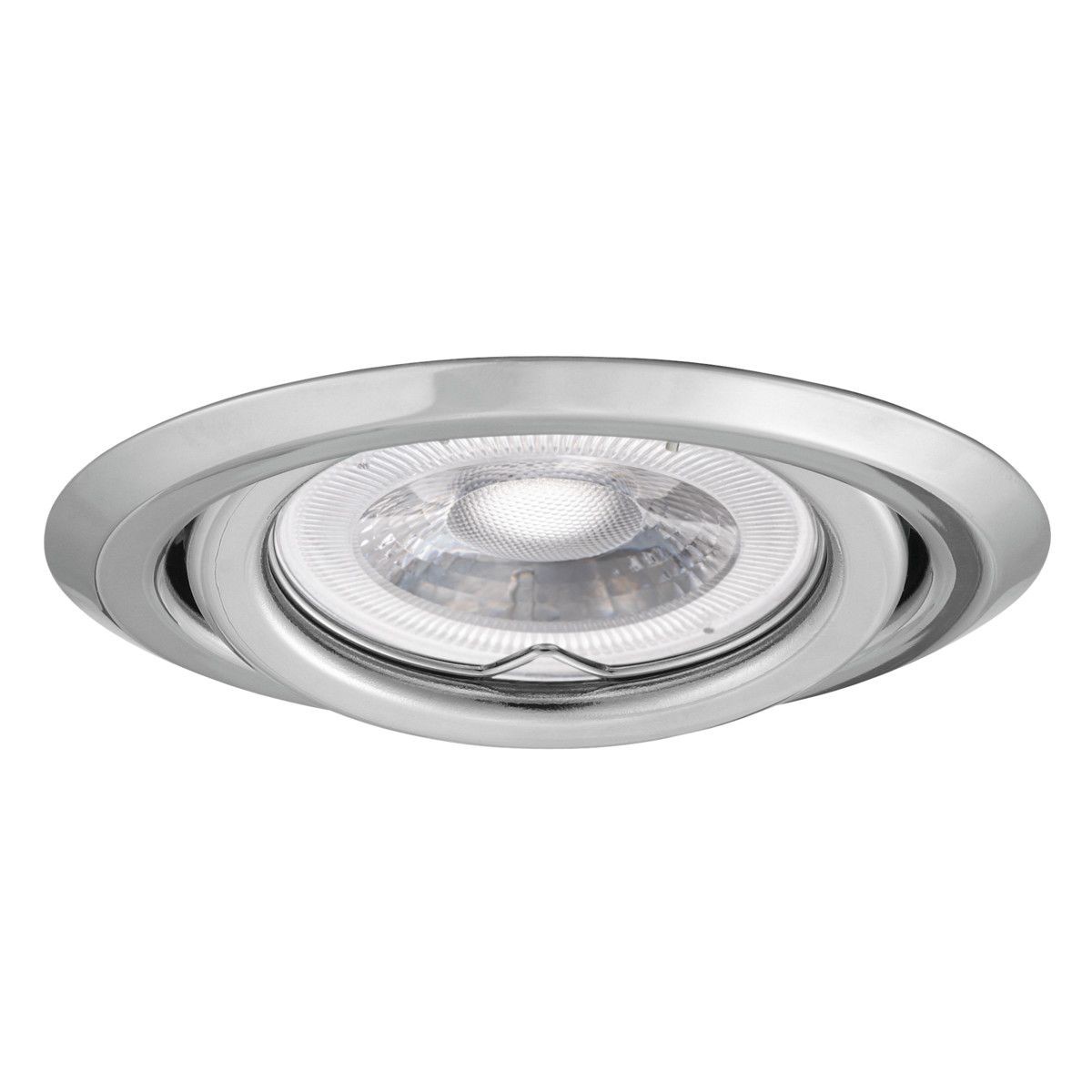 SET Einbaustrahler, Einbauspot, Einbaurahmen Stahlblech chrom glänzend, schwenkbar, rund BØ80-90mm + LED Leuchtmittel & GU10 Sockel wählbar