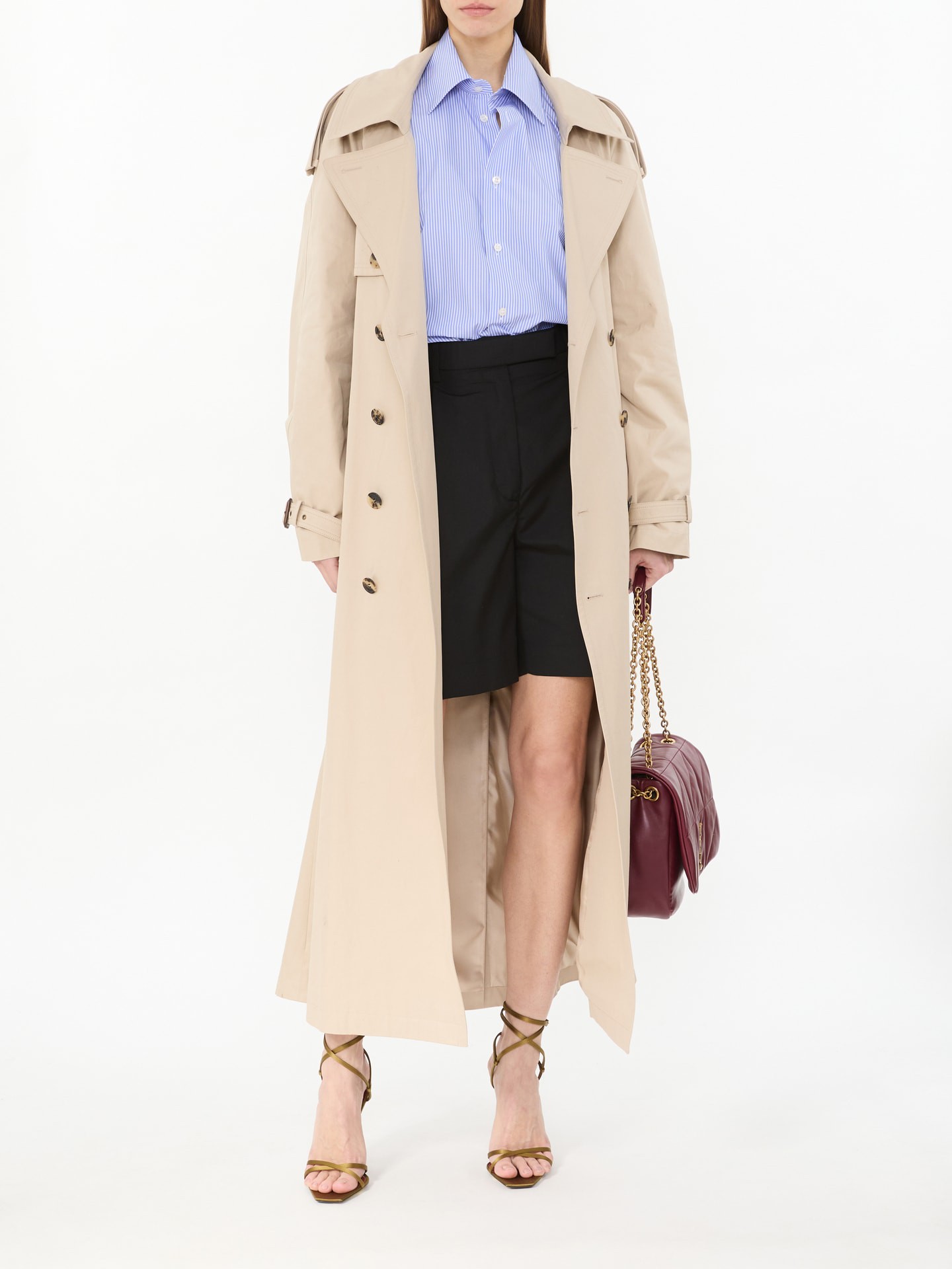 Oversized Trenchcoat aus Baumwolle Beige