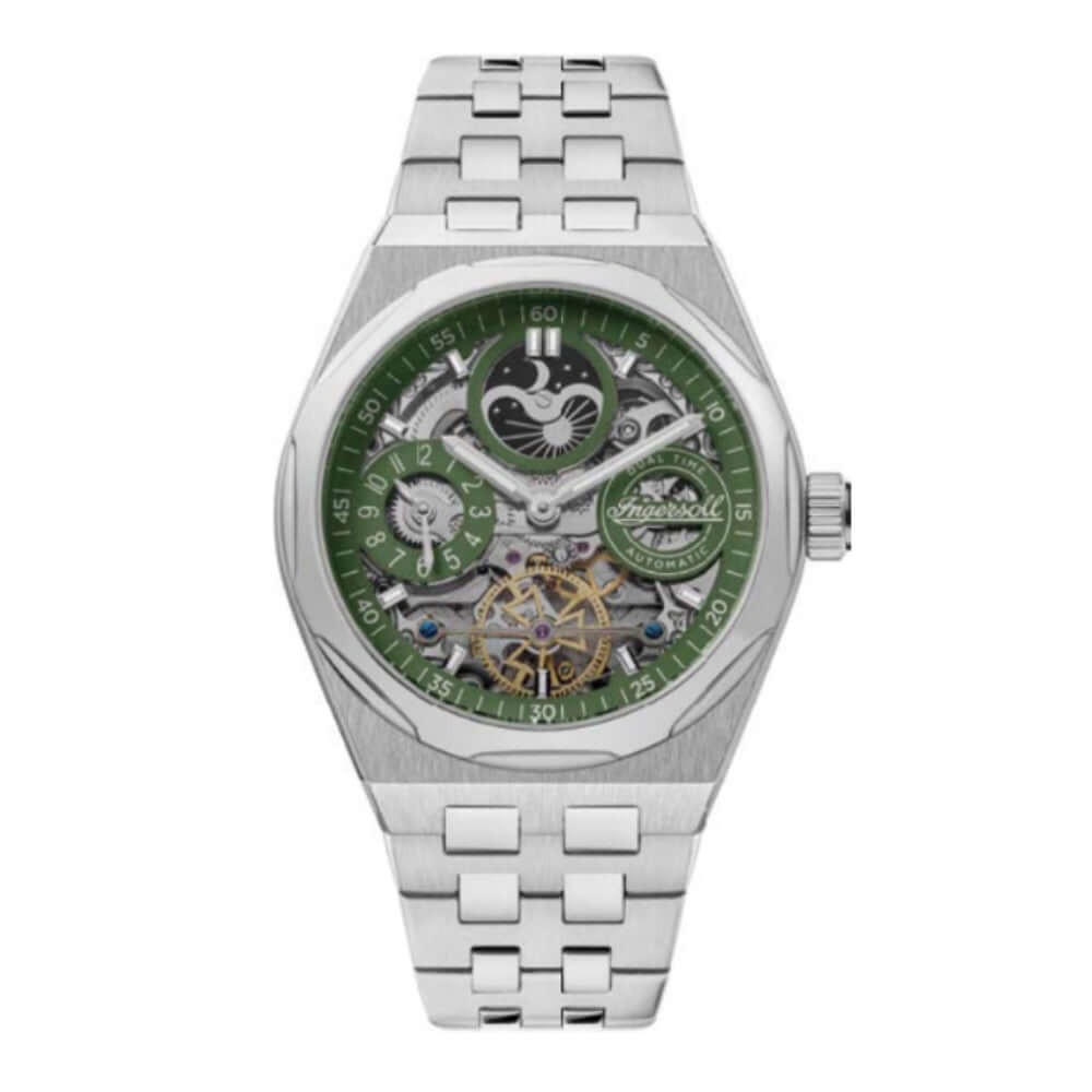 INGERSOLL Automatikuhr The Broadway Dual Time silber onesize Herren Skelettiertes Zifferblatt 43 I12905
